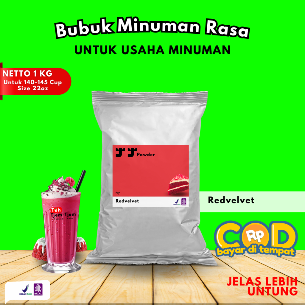 

REDVELVET - BUBUK MINUMAN RASA REDVELVET BUBUK RASA BUBUK PREMIUM REDVELVET HALAL