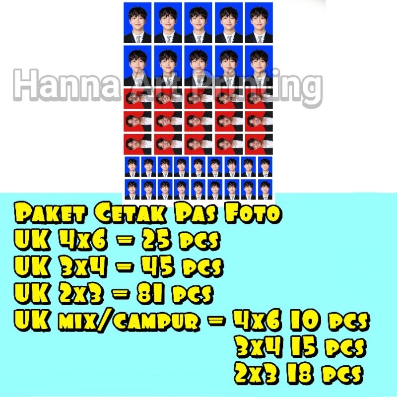 Cetak paket pas foto , Pas foto 2x3 3x4 4x6 cetak pas foto Glossy