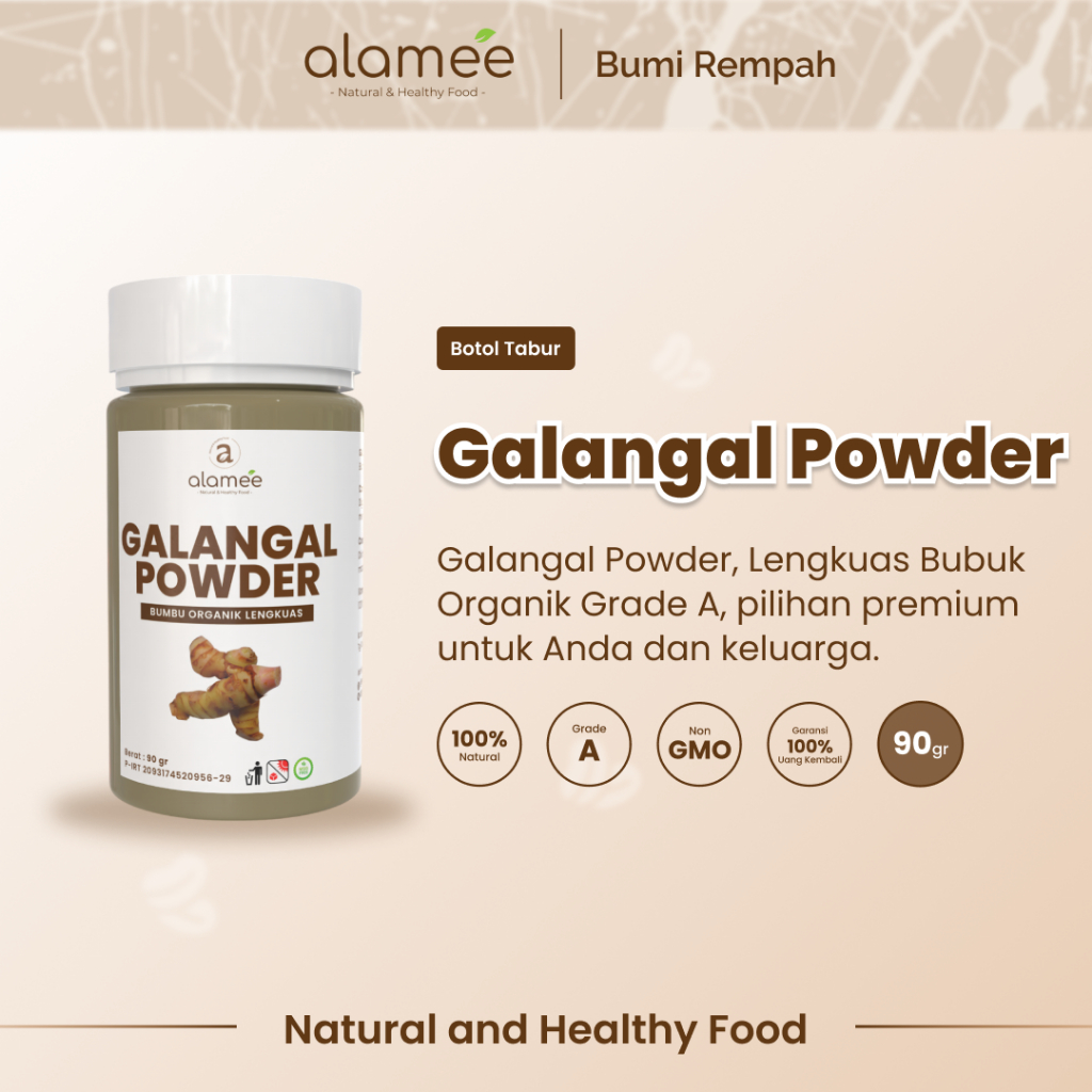 

ALAMEE Lengkuas Bubuk Asli Galangal Seasoning Powder Tanpa Campuran Bumbu Masak Dapur Organik 90g