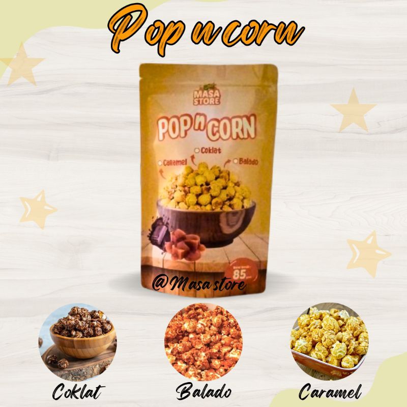 

popcron mushroom pop n corn berbagai rasa: balado,caramel dan coklat