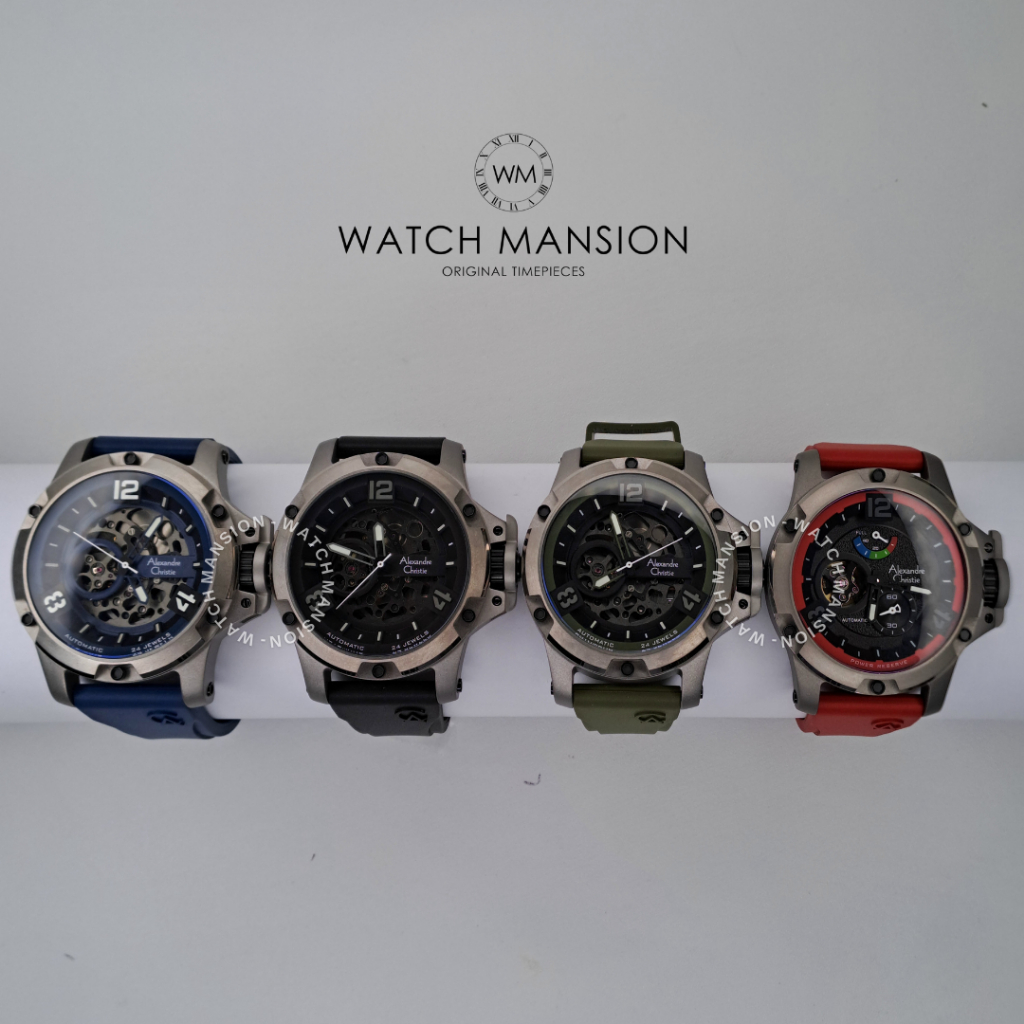 JAM TANGAN PRIA ALEXANDRE CHRISTIE AC6295 AC 6295 MT AUTOMATIC TITANIUM RUBBER STRAP ORIGINAL GARANS