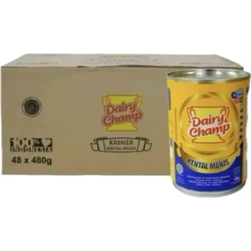 

Dairy Champ 480gr 1 KARTON isi 48 Kaleng Susu Krimer kental manis