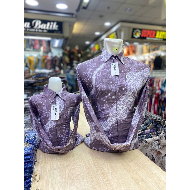 COUPLEAN BATIK LILAC  AYAH DAN ANAK PREMIUM