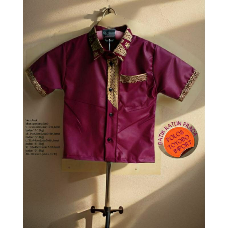 COD Hem Anak Kombinasi || Baju Batik Prada Mas || Atasan Batik Laki Laki usia 1 sampai 10 tahun || S