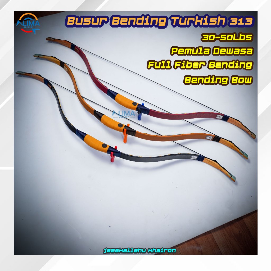 Busur Fiber Bending Dewasa Tipe Klasik Lapis Kulit Olah Raga Panahan Tradisional  25Lbs-50Lbs Outdoo