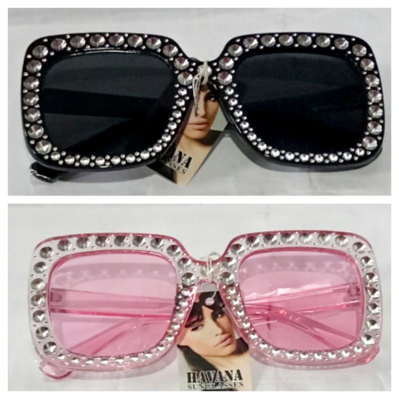 Kacamata hitam fashion dewasa blink blink mewah berkilau pink bling bling besar jumbo pria wanita ga