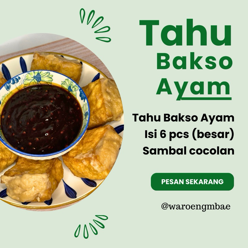 

Tahu Bakso Ayam isi 6 ukuran besar plus sambal cocol