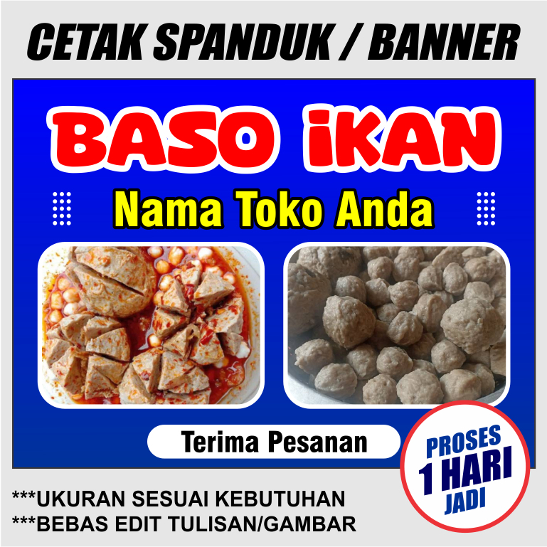 cetak spanduk banner baso ikan benner baliho bakso ikan
