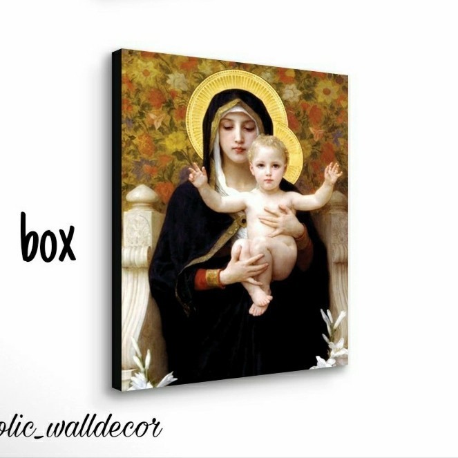 Hiasan dinding Katolik gambar Bunda Maria dan Tuhan Yesus bayi 40x30cm - TIPE BOX