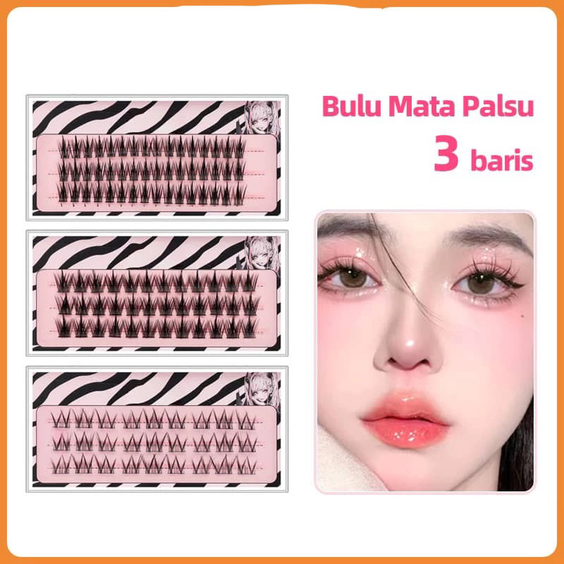 3 Baris Bulu Mata Palsu Premium Tanam Natural Eyelash Extension