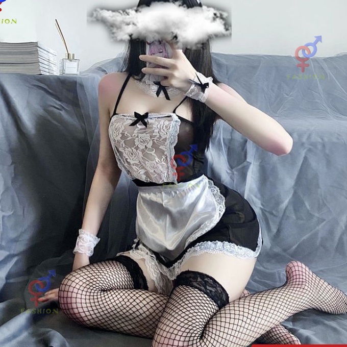 KP8 Set Pakaian Dalam Seksi Set Cosplay Pembantu  Thong  ing Jala Pakaian Dalam Pelayan Seksi Kostum