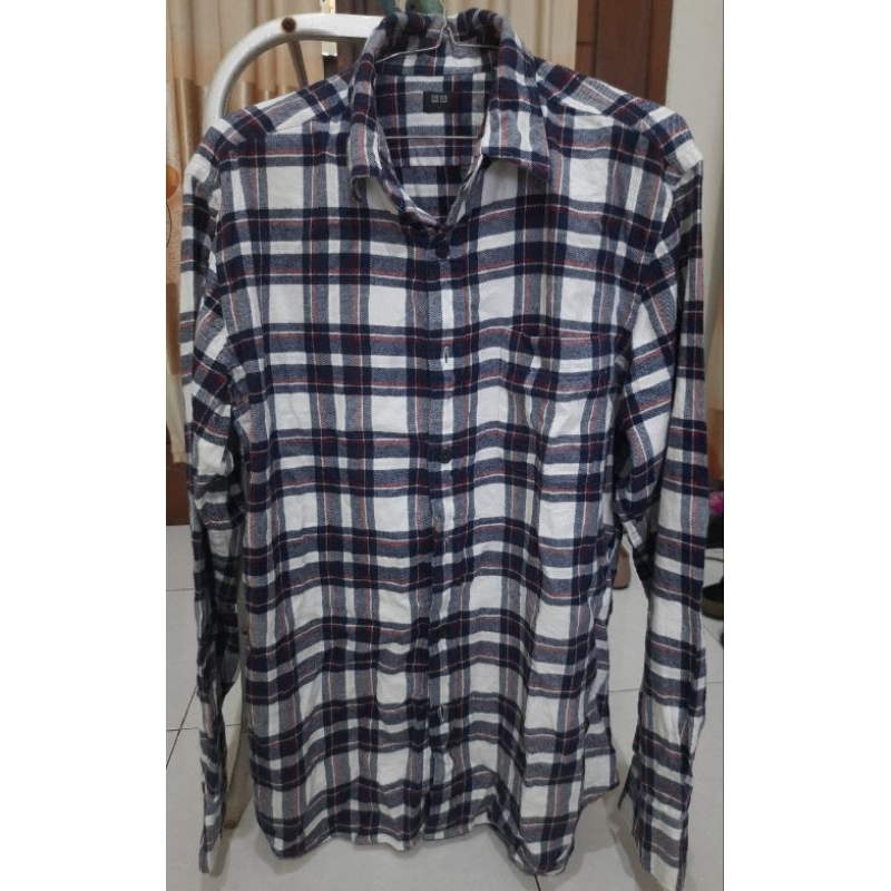 kemeja flanel pria uniqlo original