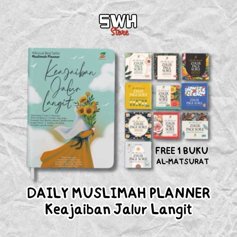 Buku Jalur Langit Daily Muslimah Planner 2024 2025 Journal Book jurnal Aesthetic