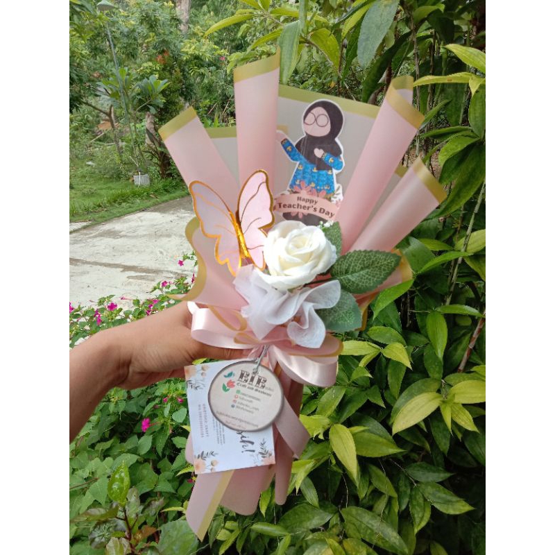 buket hari guru/buket wisuda/ buket single rose/ buket bunga 1 biji