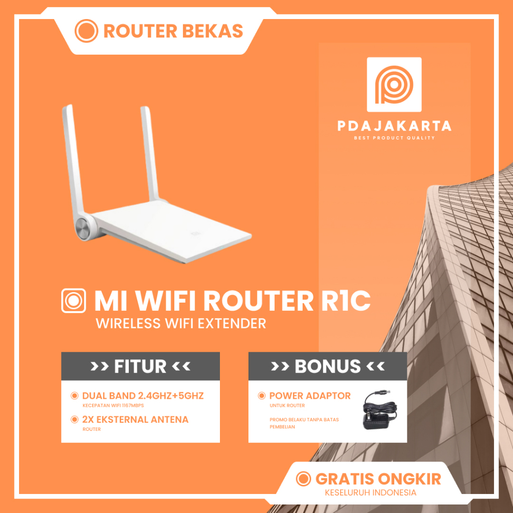 Xiaomi Mi Router R1C Dual Band Wireless Router WiFi 1200Mbps 2 Antena Bekas Original Bonus Adaptor