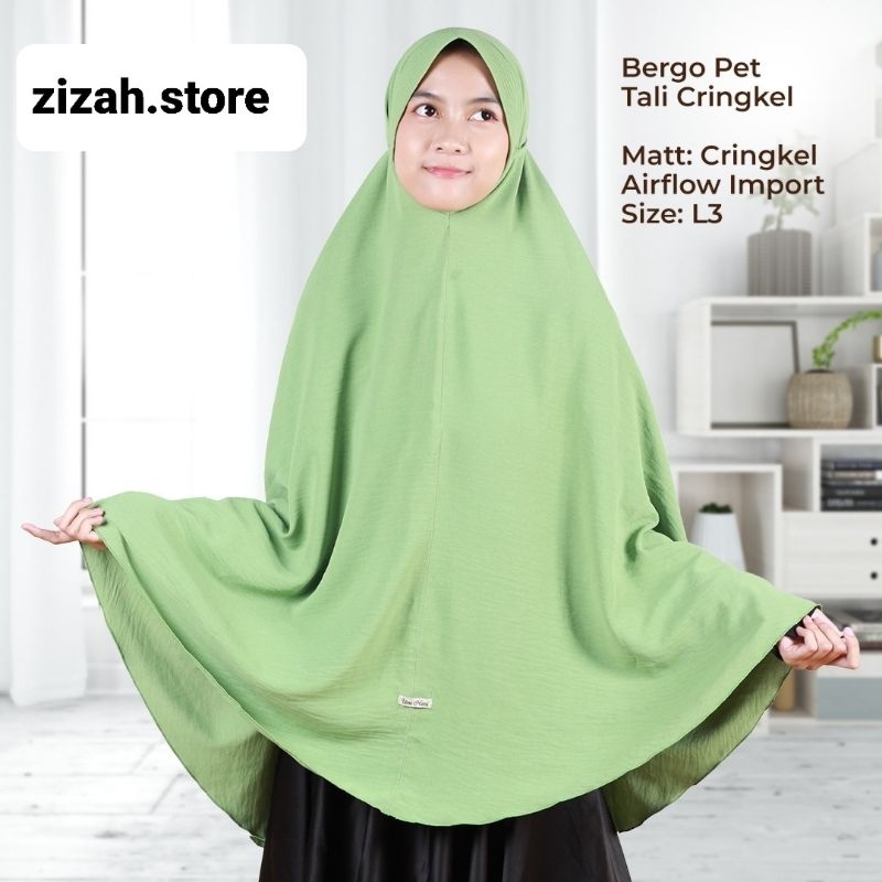 Hijab Bergo pet tali cringkel hijab jumbo
