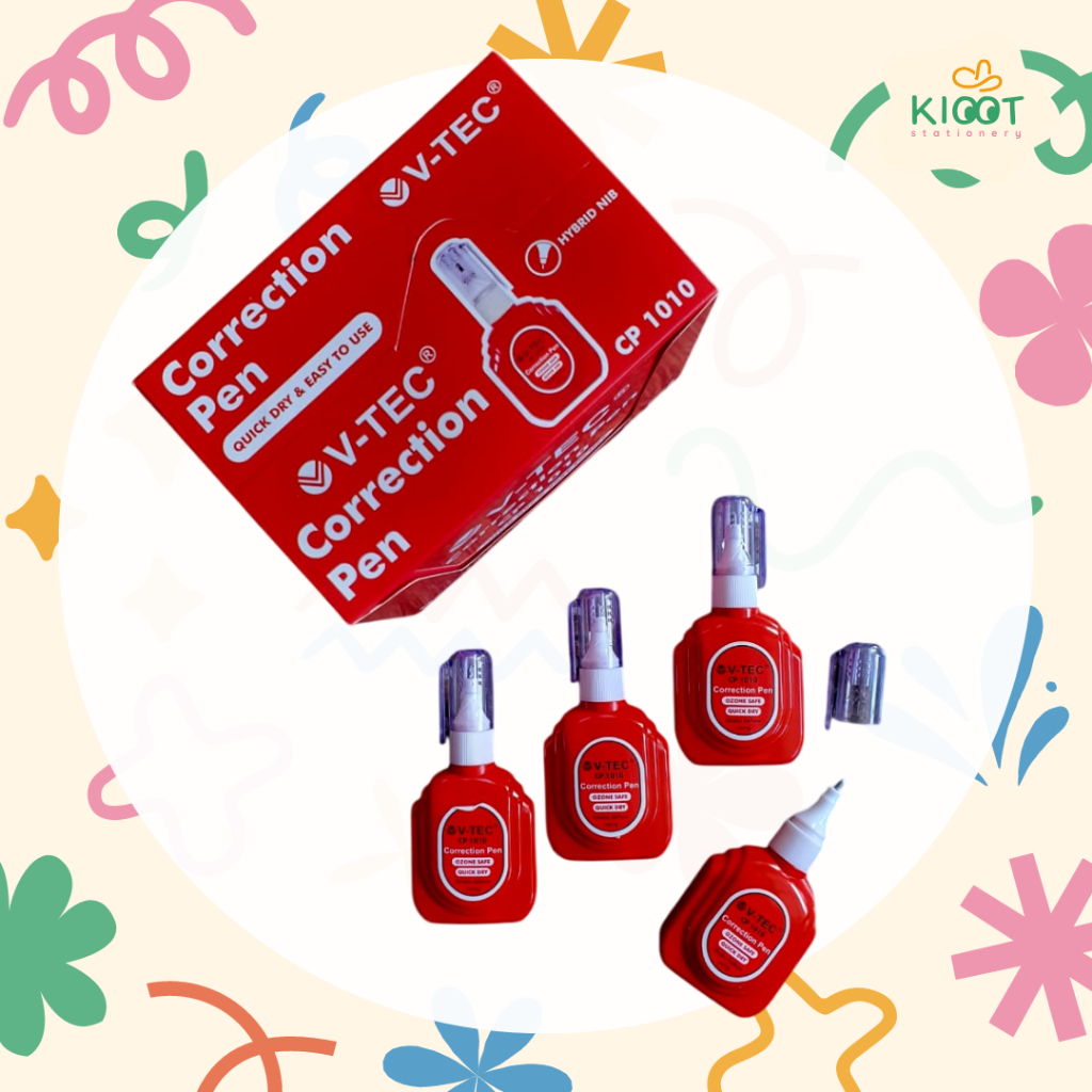 

Kioot - Correction Pen V-Tec 1 Lusin 12 Pcs / Correction Fluid / Tip Ex Cair / Stipo V-TEC CP-1010 CP-2010