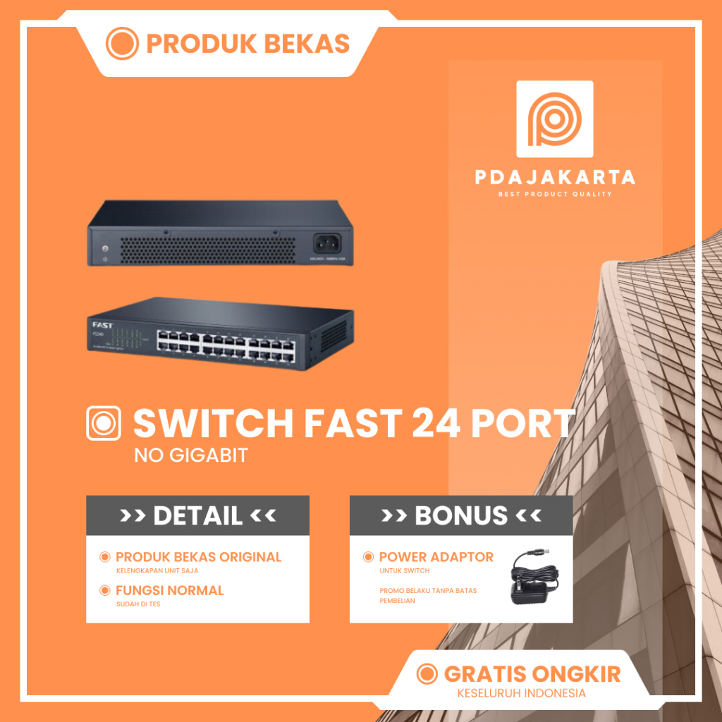 Switch FAST 24 Port Non Gigabit Desktop/Rackmount Switch Hub Bekas Original