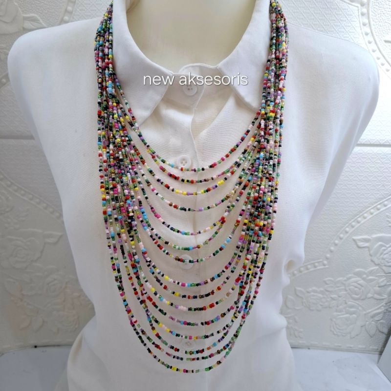 Kalung Etnik Wanita Layer Aksesoris Fashion Hijab Panjang