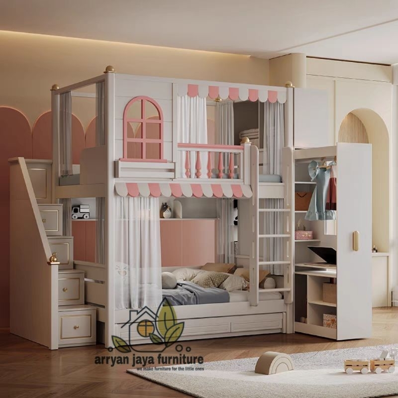 tempat tidur tingkat anak perempuan / kasur tingakt / ranjang susun