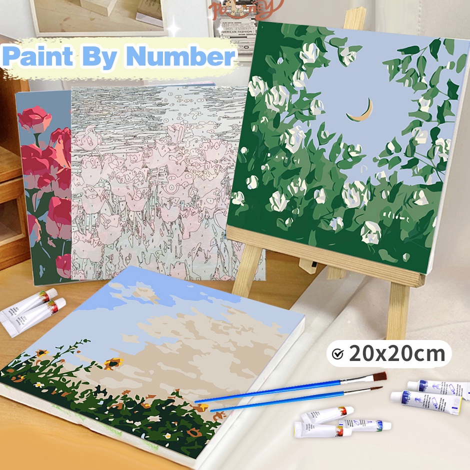 

Baru Meriah Poney Paint by number kit 2x2cm Diy painting kit Kanvas painting with frame siap lukis