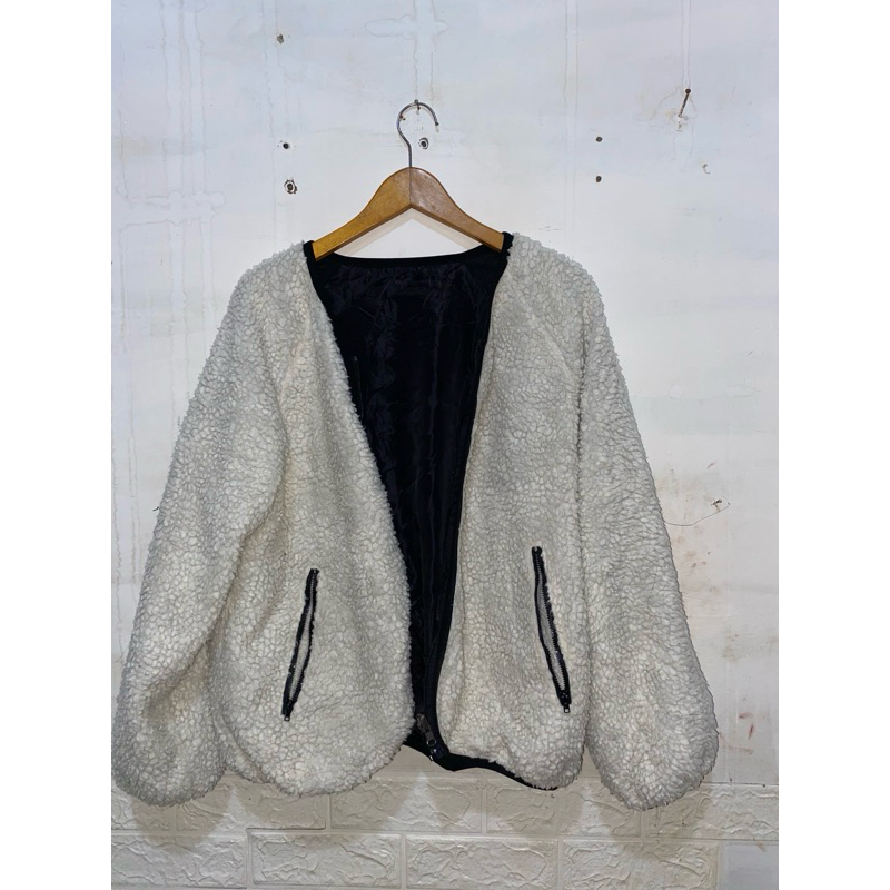 sherpa bulu warna putih Fit XL