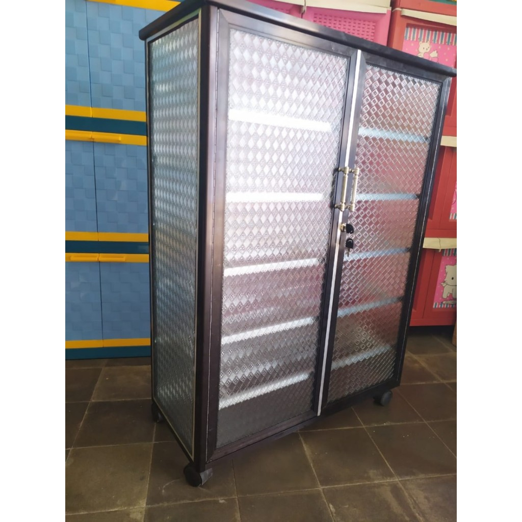 Rak Sepatu Sandal 5 Susun Alumunium Kaca