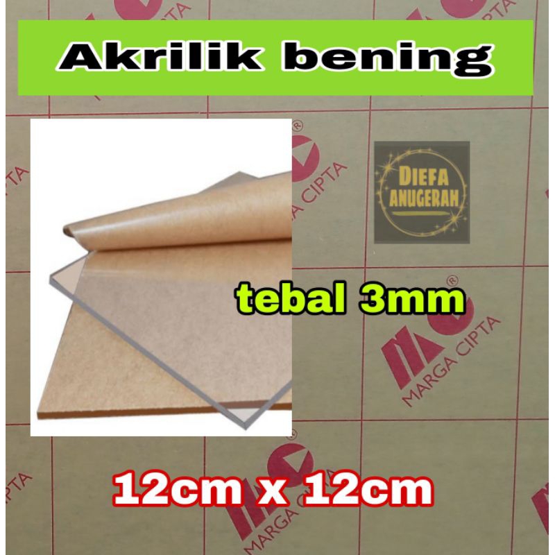 Akrilik bening 3mm ukuran 12x12/Acrylic lembaran bening custom