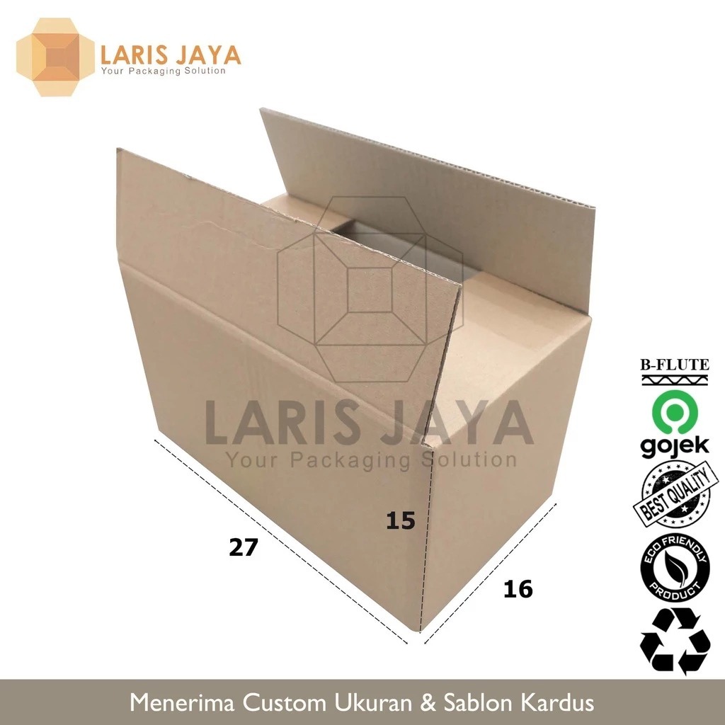 

(KHUSUS INSTANT) 27 x 16 x 15 cm Kardus Polos / Karton Box Packing Single Wall Tebal 27x16x15 cm ( Kardus 27 x 16 x 15 cm )