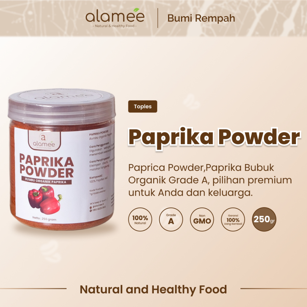 

ALAMEE Paprika Bubuk Seasoning Powder Ground Bumbu Dapur Instan Organik Murni Tanpa Campuran 250g