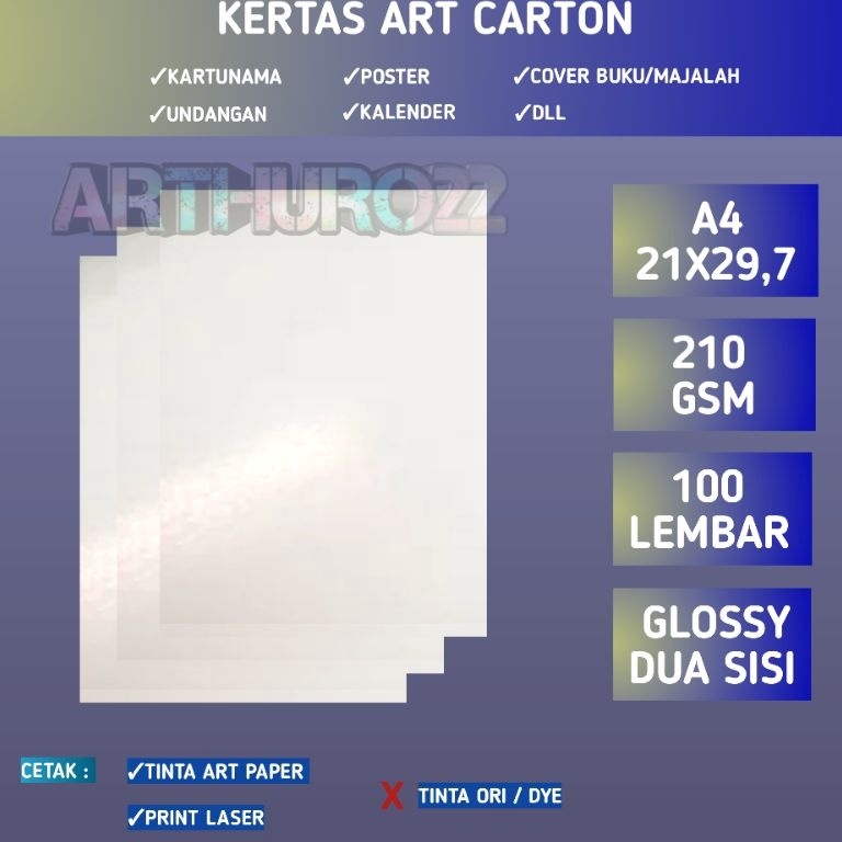 

KODE MV9LK Kertas art carton paper 21 gsm A4 isi 1 lembar