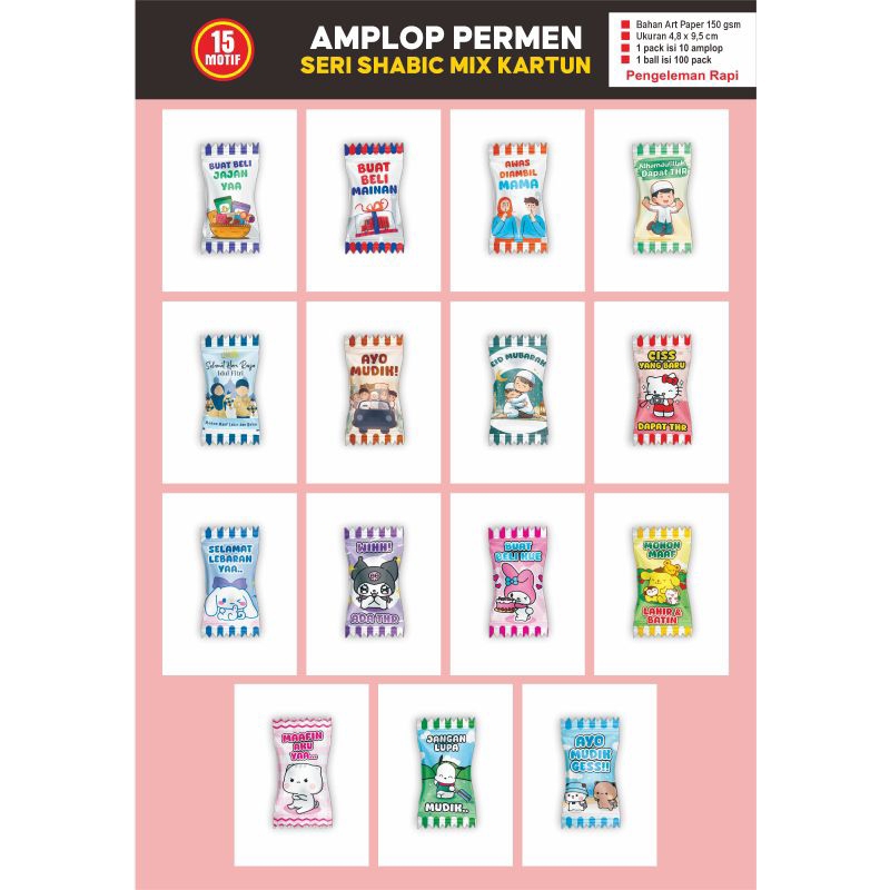 

Grosir Amplop Lebaran bentuk permen bisa untuk dijual kembali Paket usaha isi 100 Pack