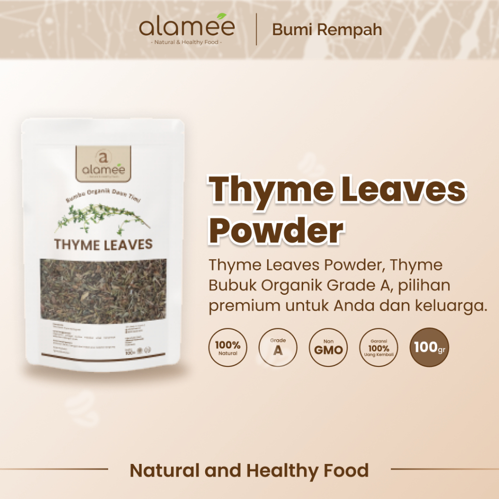 

ALAMEE Thyme Kering Daun Timi Bumbu Dapur Organik Garnish Dried Leaves Murni Tanpa Campuran 100g