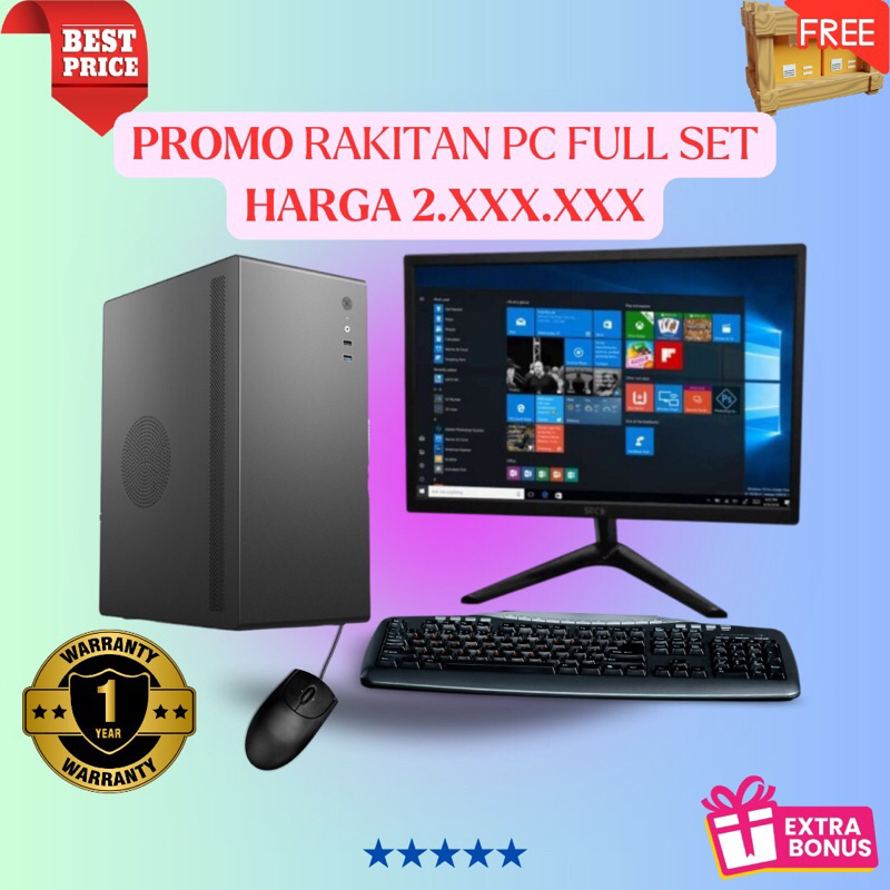 PROMO RAKITAN PC KANTORAN / DESIGN FULL SET MONITOR 19INCH