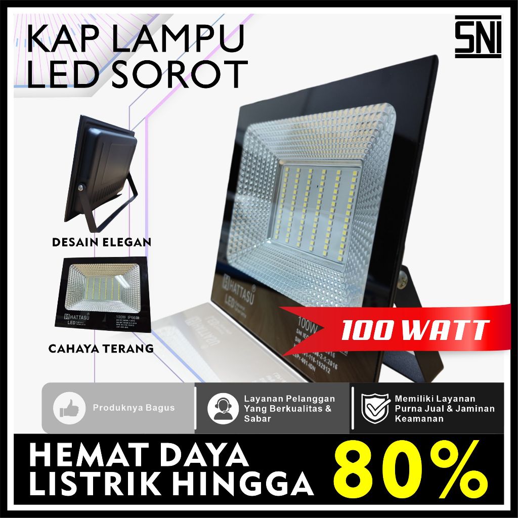 Lampu Sorot LED 10 - 100 Watt Outdoor HATTASU  warmwhite Kuning