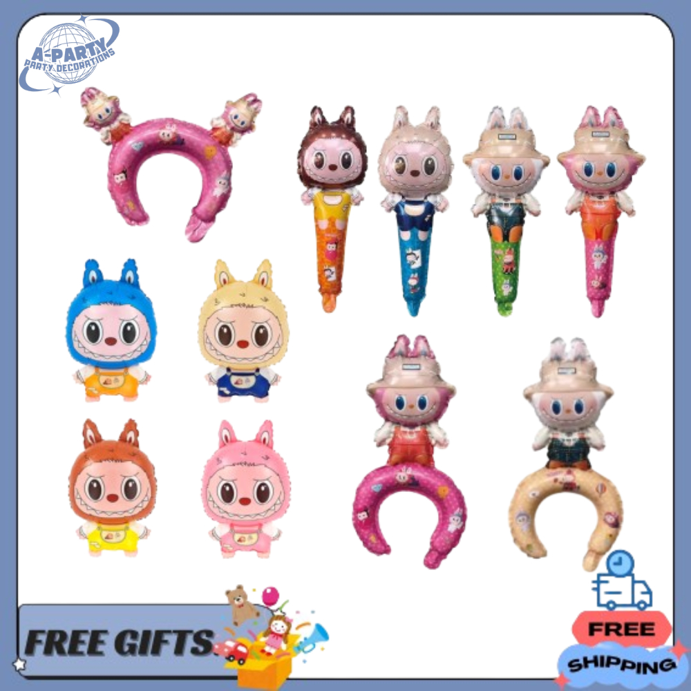 Balon Bando Labubu / Balon Pentungan Labubu / Balon Bando Pentungan Motif Labubu/ Balon Karakter Lab
