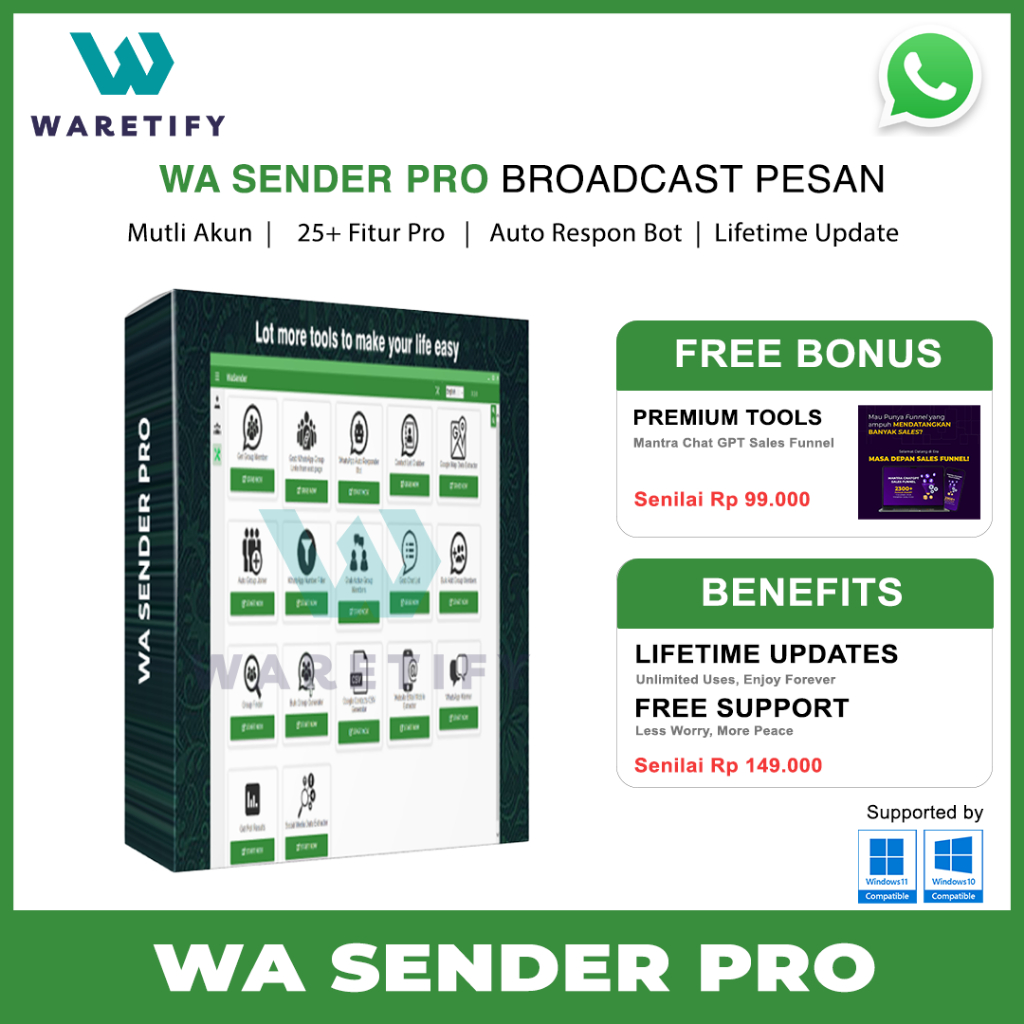 Software Wa Sender Bulk WhatsApp Sender Broadcast Pesan Group Sender WhatsApp Auto Reply Original Li