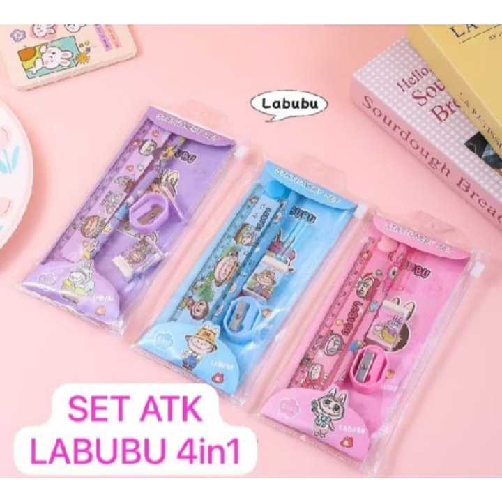 

Pouch Set Alat Tulis 4in1 Labubu Rautan Pensil Penggaris Set Alat Tulis Sekolah Monster Labubu Viral