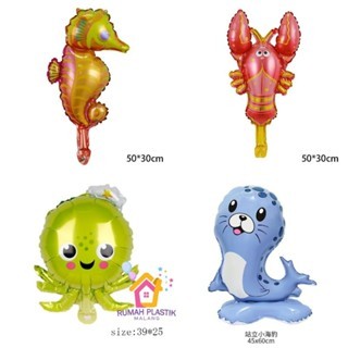 BALON FOIL HEWAN LAUT kecil sedang kuda sea horse seahorse gurita octopus anjing lobster udang anima