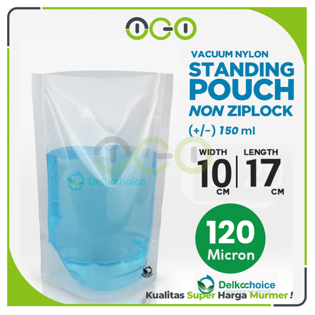 Standing Pouch 10cm x 17 cm - 150ml Nylon Matte Bening Plastik Kemasan Cairan bungkus Delkochoice
