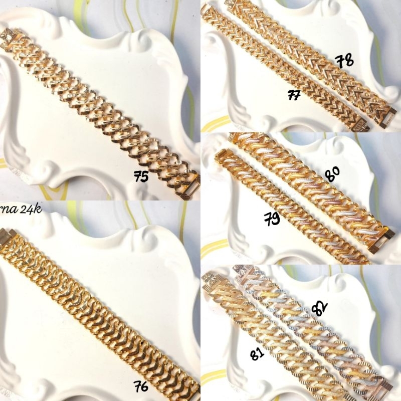 Gelang xuping lapis emas 18k model sisik naga lipan