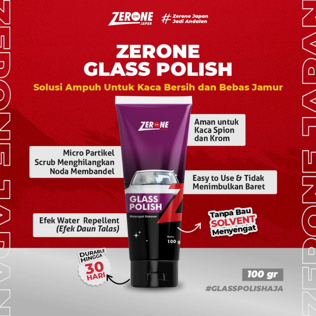 Penghilang Jamur Kaca Mobil Ampuh Zerone Glass Polish Obat Jamur Kaca Mobil