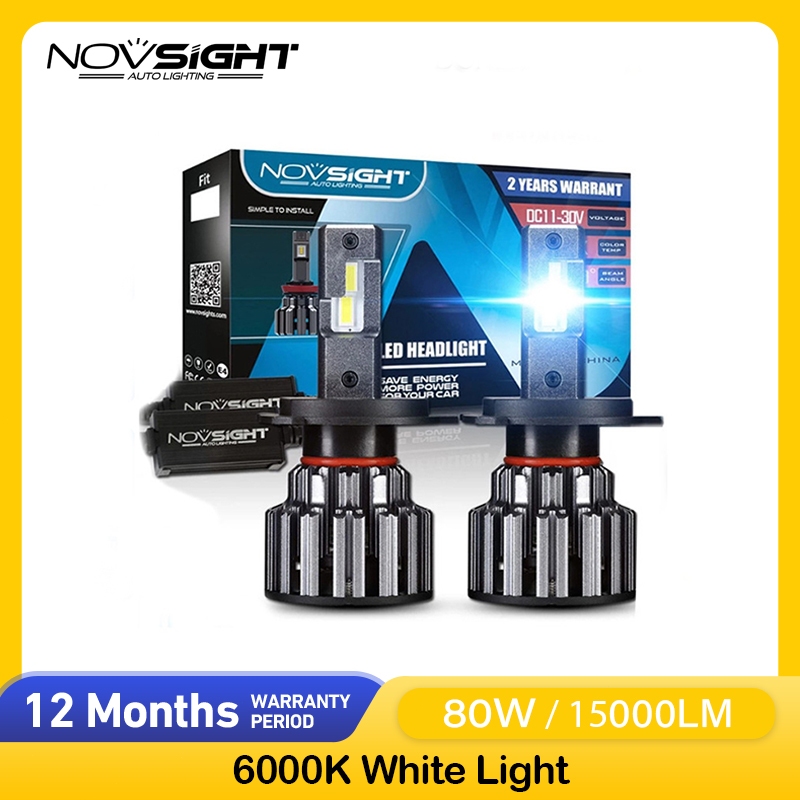 Novsight F03 F03 H11 H7 H4 9005 9006 80W 6000K Car LED Headlight 15000LM Bright A Pair