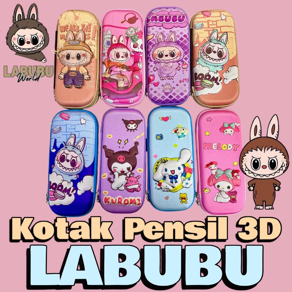 

Tempat Pensil Anak Motif 3D LABUBU Timbul Kotak Pensil Anak Motif Kartun Bahan EVA / Kotak Pensil Anak Motif Squishy