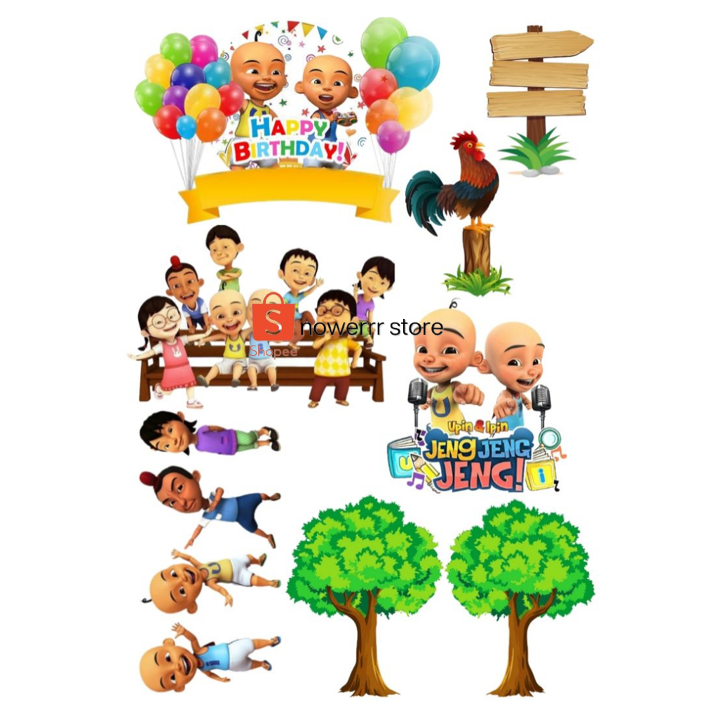 UPIN-IPIN / Topper Cake Upin-Ipin Custom Nama/Hiasan ULTAH UPIN-IPIN