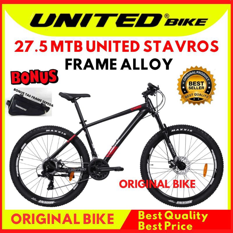 SEPEDA MTB 27,5 UNITED STAVROS FRAME ALLOY 24SPEED SHIMANO NEW WARNA TERBARU