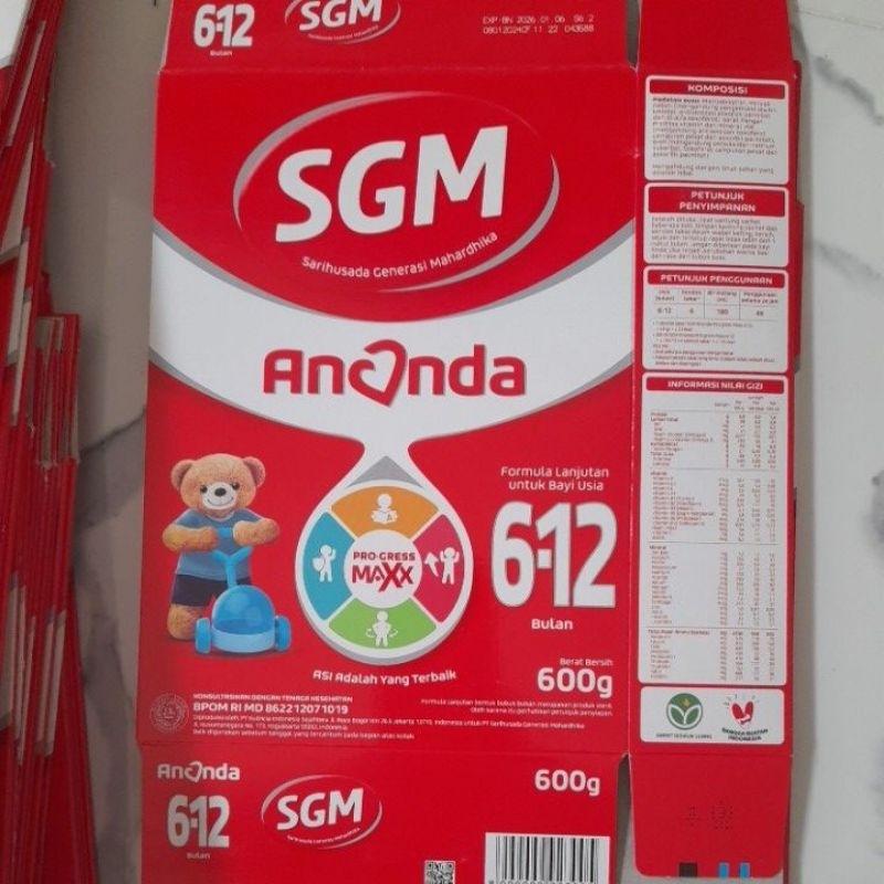 kardus bekas susu sgm 6-12 bulan 600g