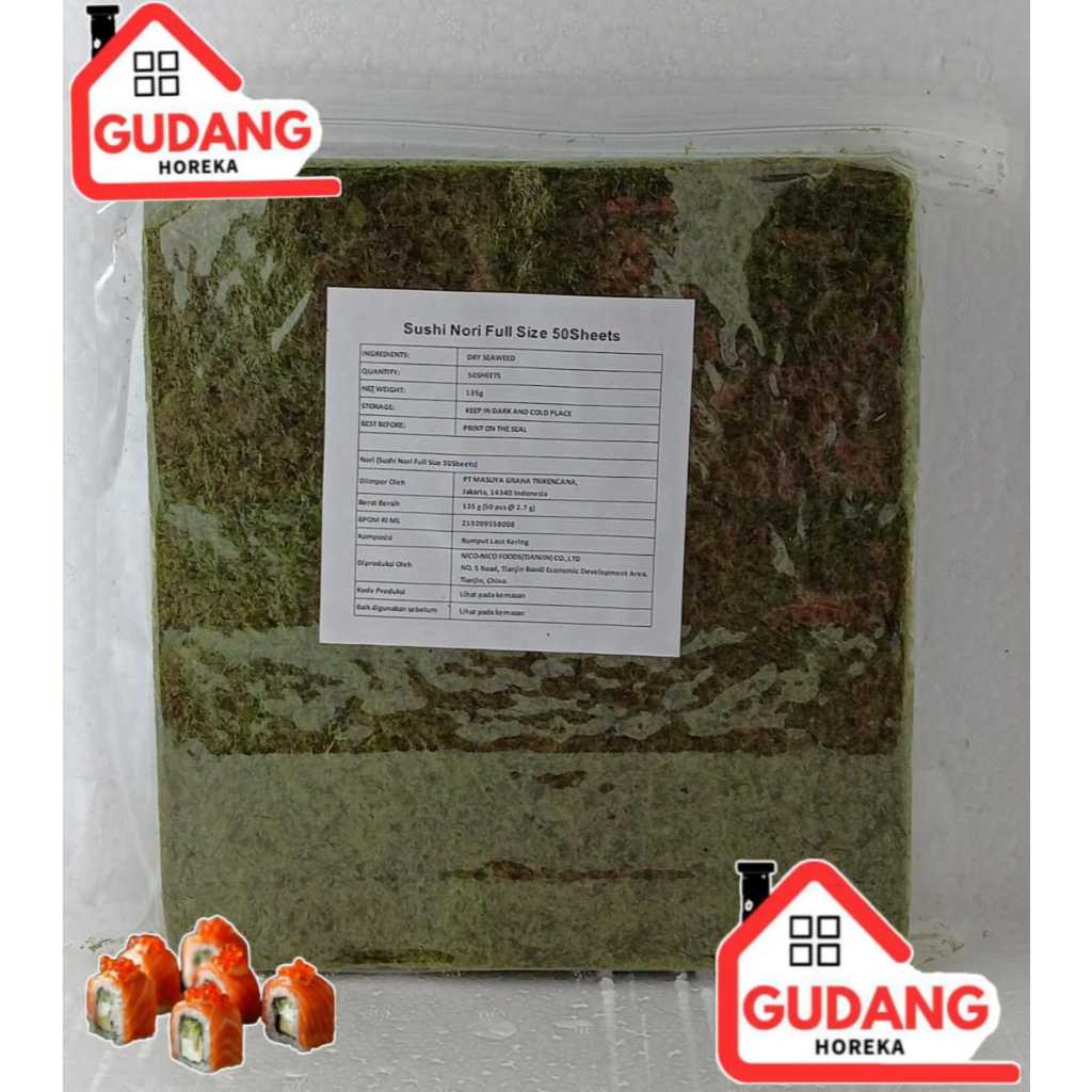 

NORI 50 LEMBAR YAKI SUSHI NICO NICO / NORI 50 SHEETS RUMPUT LAUT PANGGANG ROASTED