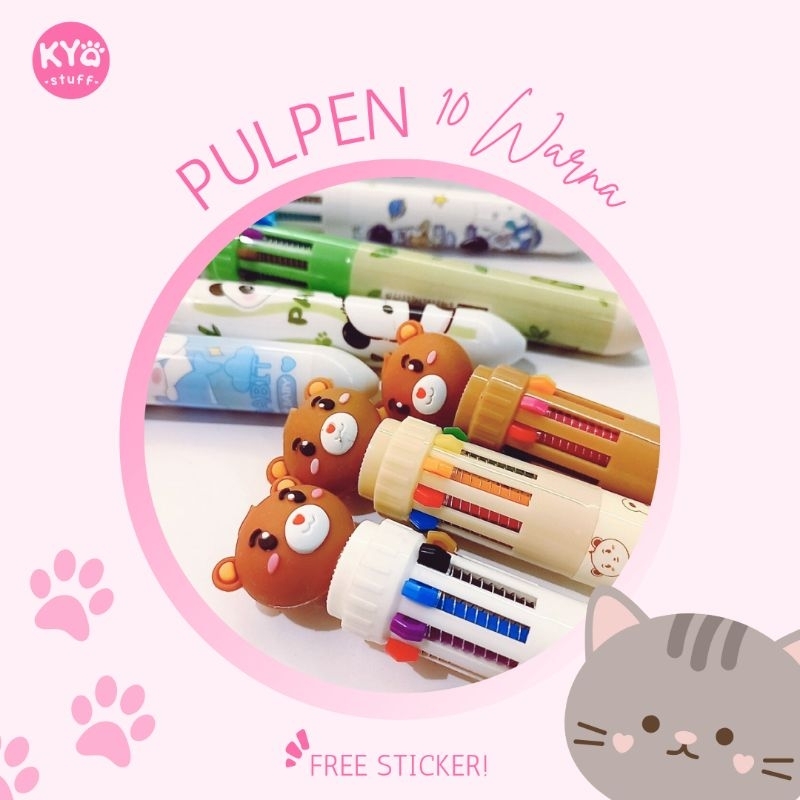 

(Kyo Stuff) Pulpen 10 in 1 Warna Warni Karakter Lucu Imut Stationary Alat Tulis Sekolah Diary