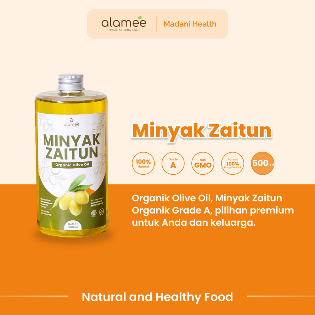 

ALAMEE Minyak Zaitun Untuk Diminum Olive Oil Extra Virgin Organic Organik Murni Asli Masak EVOO